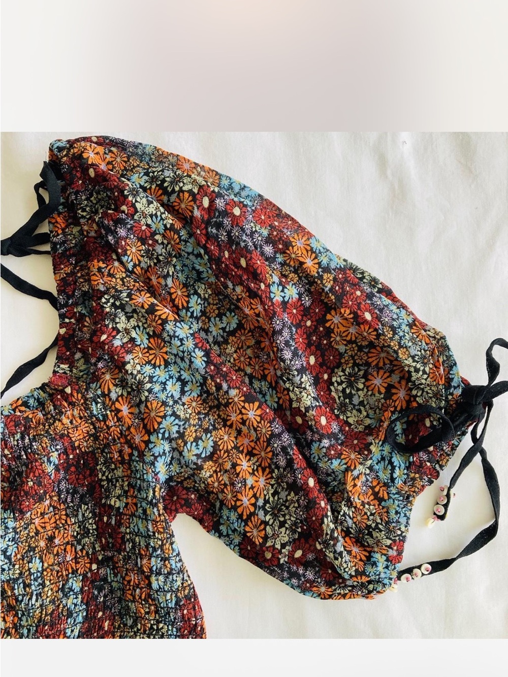 Free People Rust Multi Smocked Square-Neck Crop Top - Picture 2 of 4